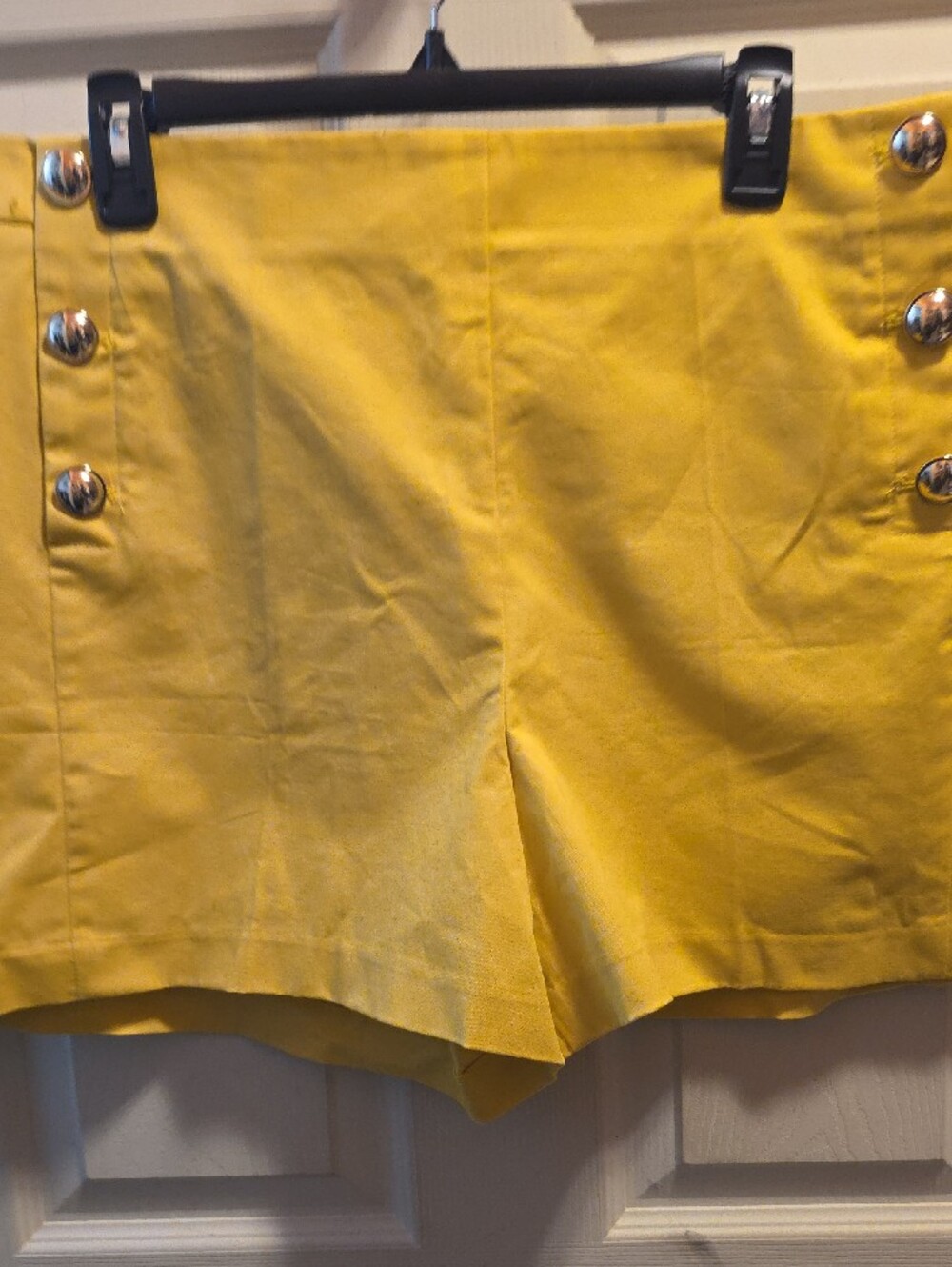 Ann Taylor Yellow High-Waist Button Detail Shorts NWT